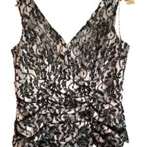 Dress Barn Collection Sleeveless V-Neck Black Fully-Lined Lace Top Size Small